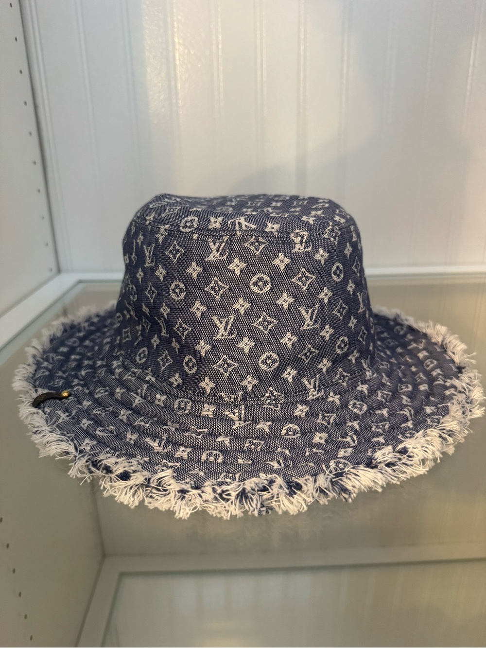 Louis Vuitton Navy Monogram Denim Frayed-Edge Bucket Hat